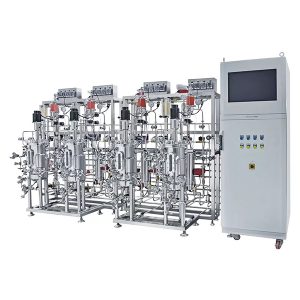 flere parallelle fermentorer i rustfritt stål